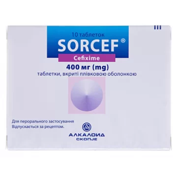 Сорцеф таблетки, в/плів. обол. по 400 мг №10 (5х2)