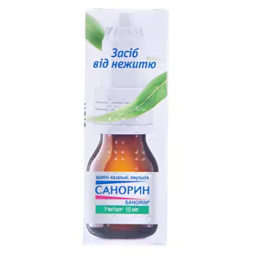 Санорин краплі наз., емульс. 1 мг/мл по 10 мл у флак. з криш.-крап.